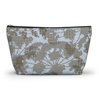 Floral Plaid Accessory Pouch w T-bottom in Aqua